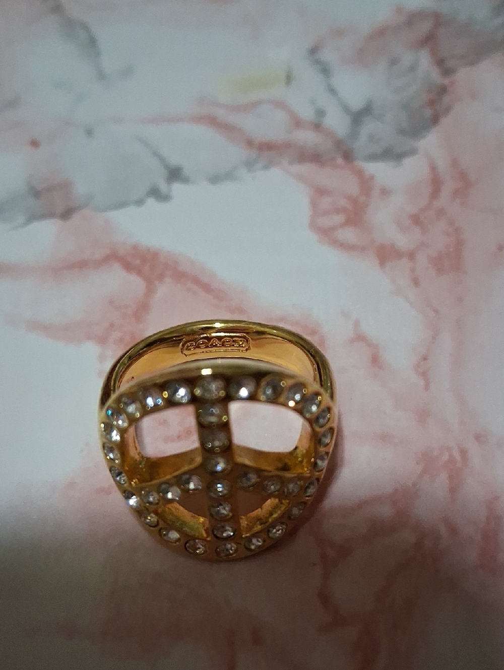 Gold Crystal Cross Accent Statement Ring - Women Jewelry